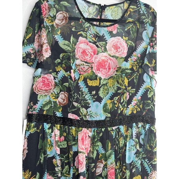 MAC DUGGAL FLORAL ILLUSION FLUTTER SLEEVE MIDI DRESS Size 16 NEW 9149 - Picture 5 of 8